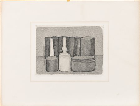Giorgio Morandi 1890 Bologna-1964 Bologna, Natura morta con nove oggetti