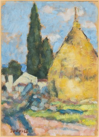 Ardengo Soffici 1879 Rignano sull'Arno-1964 Forte dei Marmi, Paesaggio con pagliaio