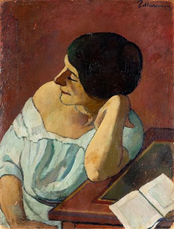 Piero Marussig 1879 Trieste-1937 Pavia, Figura con libro