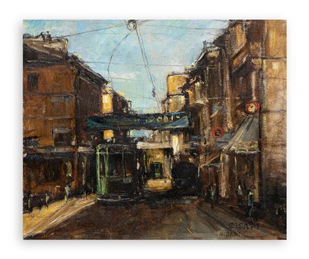 GIULIO CISARI (1892-1979) - Milano. Corso Vittorio Emanuele, 1935