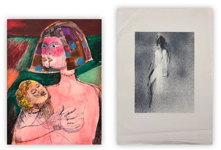 AUTORI VARI (CASSINARI E AJMONE) - Lotto unico di 2 opere grafiche: