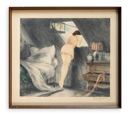 LOUIS ICART (1888-1950) - Chambre mansardée (Attic Room), 1940