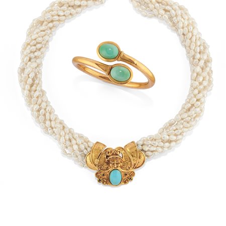 Collana e bracciale con turchesi