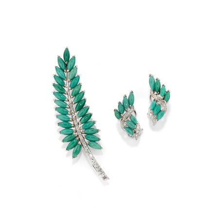 Spilla e orecchini con turchesi