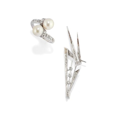 Anello e spilla con diamanti 