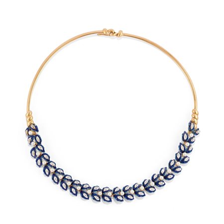 Collana con diamanti e perle 