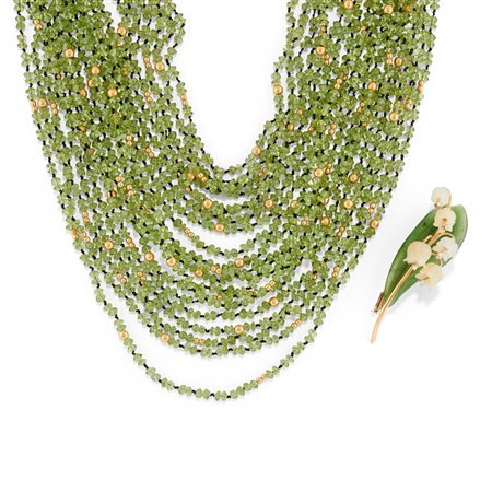 Collana con peridoti e spilla mughetto