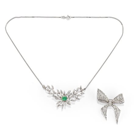 Collana e spilla con diamanti 