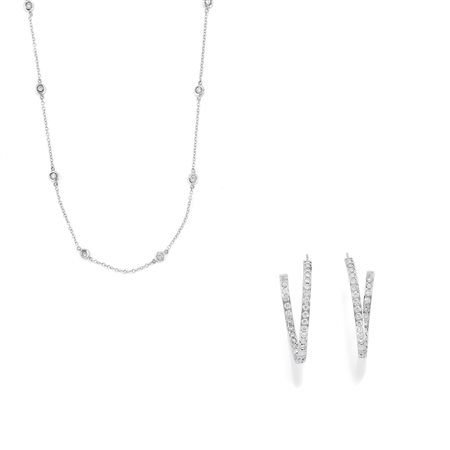 Orecchini e collana con diamanti 