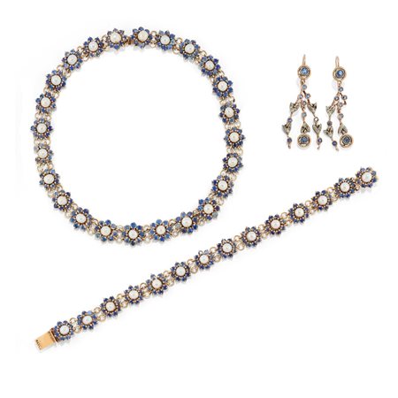 Demi parure con zaffiri e perle