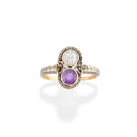 Anello con diamante e ametista