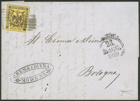Antichi Stati Italiani - Modena - Lettera da Modena a Bologna in Governo Provvisorio 23 maggio 1859