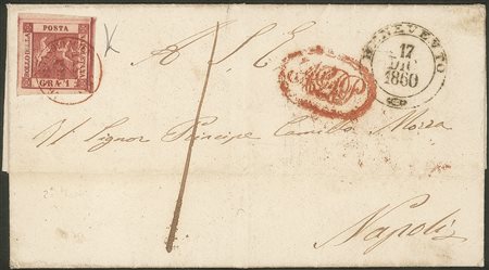 Antichi Stati Italiani - Napoli - Lettera spedita da Benevento per Napoli il 17 dicembre 1860 (assedio di Gaeta)