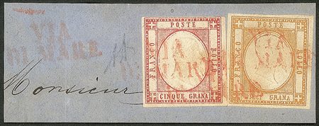 Antichi Stati Italiani - Napoli - Province Napoletane - (p.ti 9) annullatore del 5 grana + 10 grana (21 + 22)