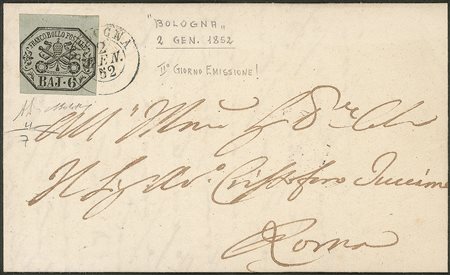 Antichi Stati Italiani - Stato pontificio - Lettera da Bologna a Roma 2 GENNAIO 1852