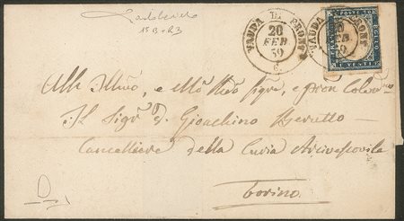 Antichi Stati Italiani - Sardegna - Lettera da VAUDA DI FRONT (Sass. R3) a Torino 20 febbraio 1859