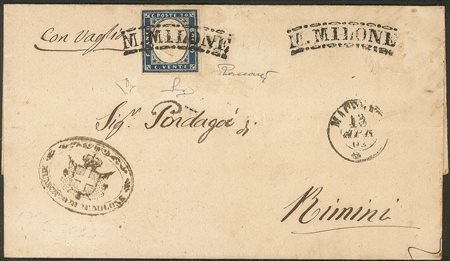 Antichi Stati Italiani - Sardegna - Lettera da Monte Milone (p. R1) a Rimini 13.4.61