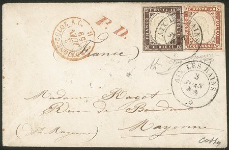 Antichi Stati Italiani - Sardegna - Annulli Savoia - 10 cent + 40 cent (14Ac + 16Ab)