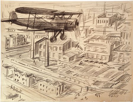 Aereoplano in volo sulla città