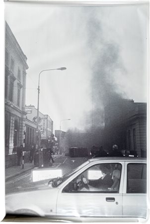 Obstruction of a road with different objects