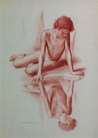 CAFFARO RORE MARIO Torino 1910 - 2001 "Narciso" 1978 70x50 sanguigna su carta...