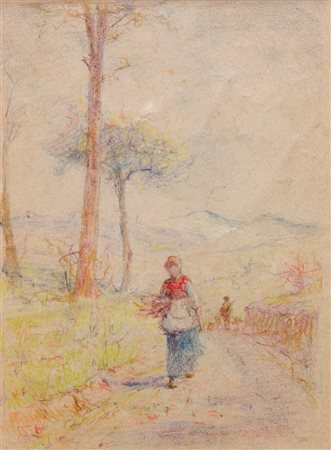 FOLLINI CARLO Domodossola (NO) 1848 - 1938 Pegli (GE) "Contadinella" 18x13...