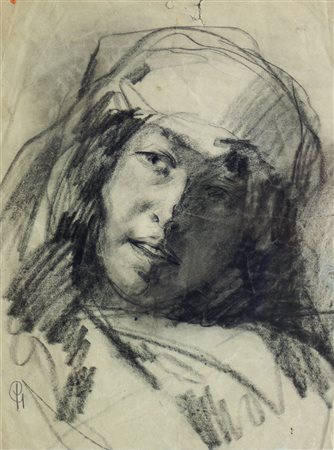 GAIDANO PAOLO Poirino (TO) 1861 - 1917 Torino "Volto femminile" 38,5x29...