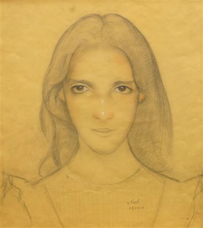 GRANIE JOSEPH 1866-1915 "Ritratto di giovane fanciulla" 30x26 disegno a...