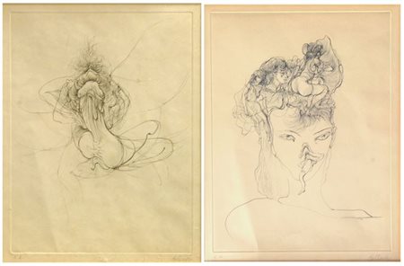 BELLMER HANS 1902 - 1975 Lotto di due "Fantasie erotiche" a - 31,5x23,5...