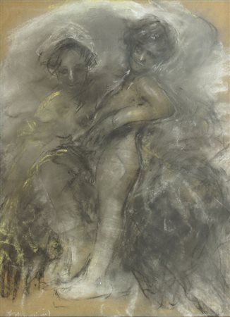 MANCINI ANTONIO Albano Laziale (RM) 1852 - 1930 Roma "Figure" 64.3x50...