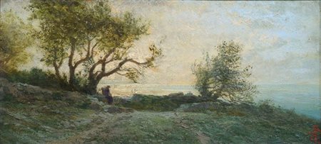 BO GIACINTO Montanaro Canavese (TO) 1832 - 1912 Torino "Paesaggio marino con...