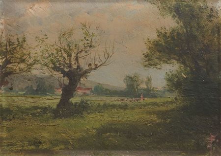 BO GIACINTO Montanaro Canavese (TO) 1832 - 1912 Torino "Paesaggio di...