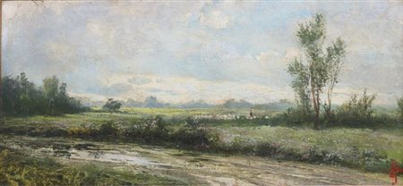 BO GIACINTO Montanaro Canavese (TO) 1832 - 1912 Torino "Paesaggio campestre"...