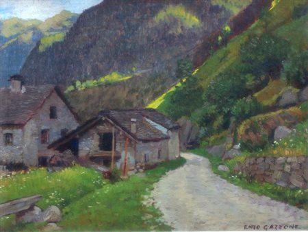 GAZZONE ENZO Vercelli 1894 - 1970 "S. Croce di Rimasco - Valsesia" 36,5x46,5...