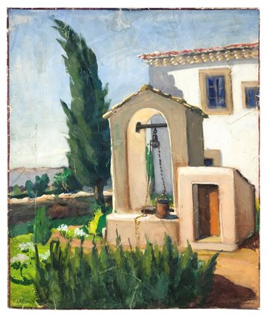 VELLAN FELICE Torino 1889 - 1976 "Pozzo a San Giovanni Rotondo"" 59x49...