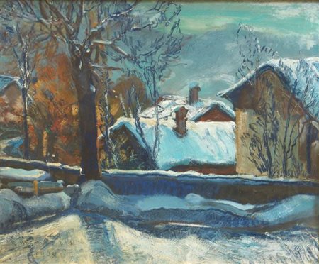 MERLO METELLO Milano 1886 - 1964 Torino "Savoulx" 1960 50x60 olio su cartone...