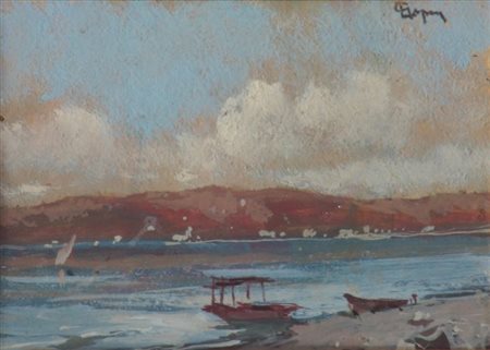 GIGNOUS LORENZO Modena 1862 - 1958 Porto Ceresio (VA) "Acque quiete" 10,5x15...