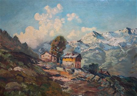 CARLI "Paesaggio montano" 70x100 olio su tela Opera firmata in basso a destra