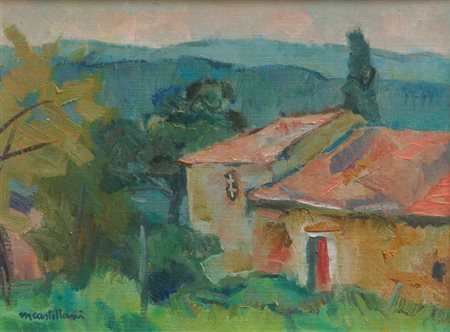CASTELLANI MARIO Genova 1914 "Colline toscane" 30x40 olio su tela Opera...