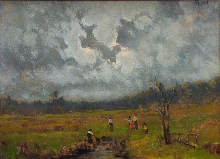 GIGNOUS LORENZO Modena 1862 - 1958 Porto Ceresio (VA) "Paesaggio campestre...