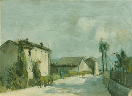 CRISCONIO LUIGI Napoli 1893 – Portici1946 "Strada di paese" 30x40 olio su...