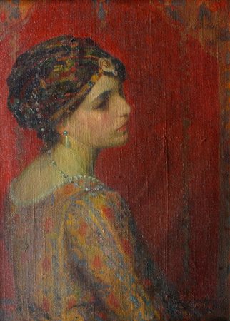 PIZIO ORESTE Torino 1879 - 1938 "Donna in costume" 1914 72,5x55 olio su tela...