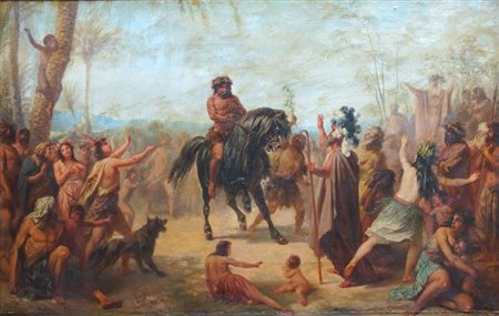 GONIN FRANCESCO Torino 1808 - 1889 Giaveno (TO) "Scena storica" 45x72 olio su...