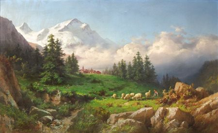 FALCHETTI GIUSEPPE Caluso (TO) 1843 - 1918 Torino "Paesaggio montano con...