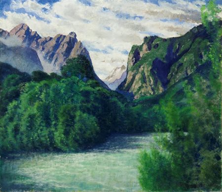 REVIGLIONE MARIO Torino 1883 - 1965 "Mattino ventoso presso Dobbiaco" 1933...