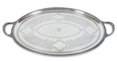 VASSOIO IN ARGENTO Peso gr 3060 925/1000 con manici, città di Sheffield 1902...