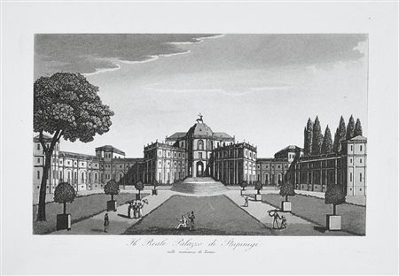 IL REALE PALAZZO DI STUPINIGI, 1831 incisione all'acquatinta, cm 33x43 (cn...