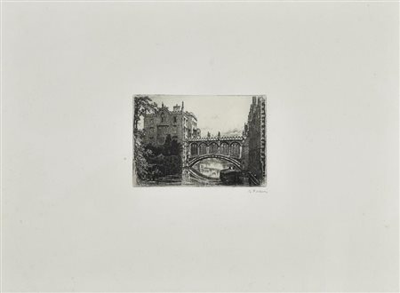 ST.JOHN NEW BRIDGE, 1880 circa incisione all'acquaforte, cm 29,5x39,9 (con...
