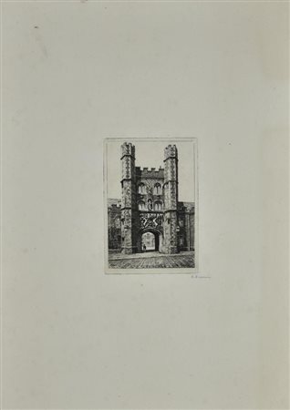 ST. JOHN'S COLLEGE, 1880 circa incisione all'acquaforte, cm 39,6x32,7 (con...