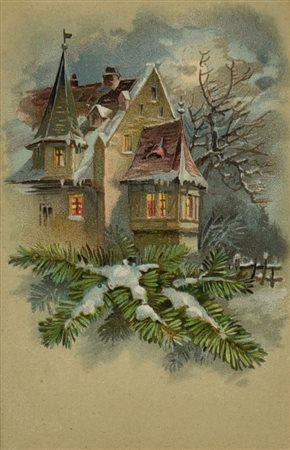 CARTOLINA POSTALE, 1910 circa cromolitografia, cm 27x22 (con cornice) sul...